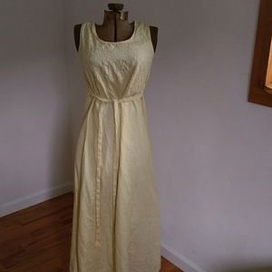 Vintage Yellow Linen Maxi Dress